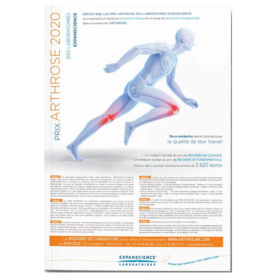 Prix Arthrose - Laboratoires Expanscience création et réalisation 
